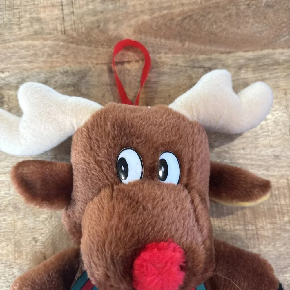 1985 Rennoc Santa’s Best 3D Brown Reindeer Plush Christmas Stocking 21